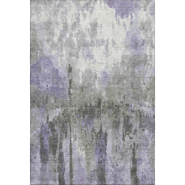 Mayfield Premium Machine Washable Abstract AMF2284 Lavender 10 ft. x 14 ft. Area Rug