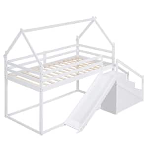 Harper & Bright Designs Gray Twin Over Twin Wood Bunk Bed with Roof and ...