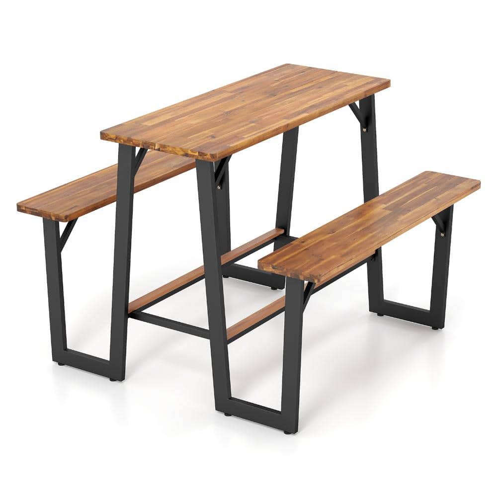 Patio Picnic Table Set with Acacia Wood Tabletop and Benches for 4 People price history on PriceWatchPro
