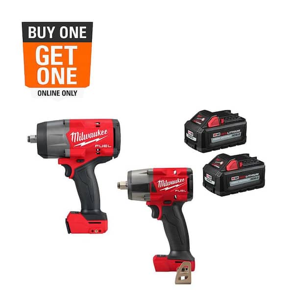 M18 FUEL 18V Lith-Ion Brushless Cordless 1/2 in. Impact Wrench w/ 1/2 in. Mid Torque Impact Wrench & (2) 6.0 Ah Battery