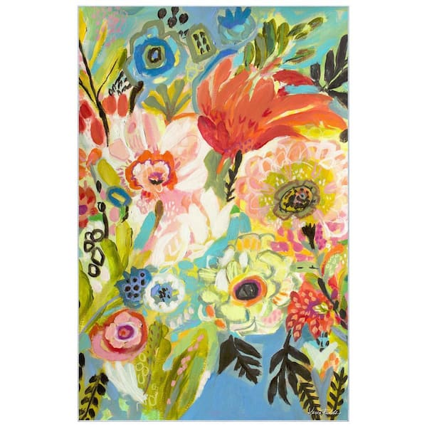 Multi-Colored 5 ft. x 8 ft. Secret Garden Floral III Washable Art Area Rug