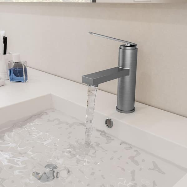 Single Handle Single Hole Bathroom Faucet with Valve in Brushed Nickel (1-Pack)