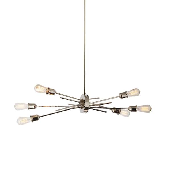 Dainolite Nebraska 6-Light Burnished Chrome Pendant with No Shades