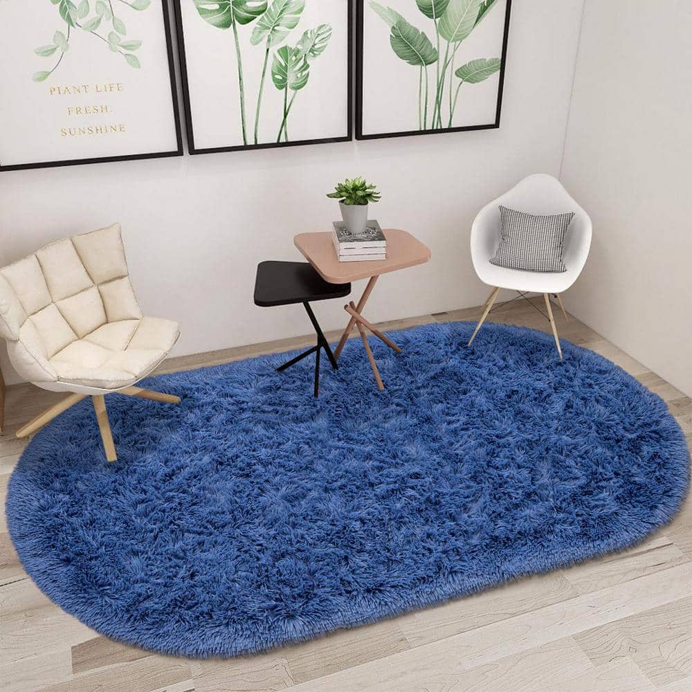 Zebra Print Pattern Round Rug 9ft Contemporary Modern Royal Blue Area Rug  for Living Room Dining Room Bedroom Soft Washable Home Office Circular
