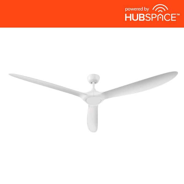Home Decorators Collection Tager 72 in. Smart Indoor/Outdoor Matte White Ceiling Fan without Light with Remote Powered by Hubspace