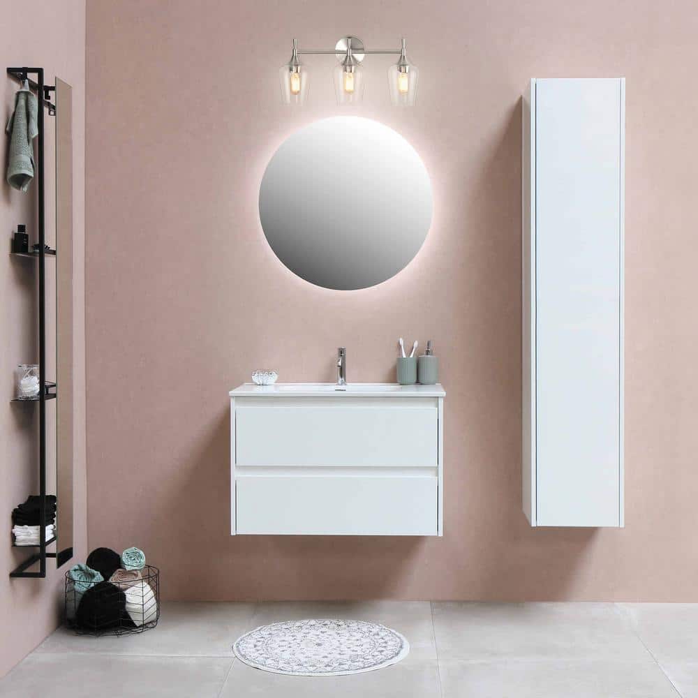 Brushed Nickel 3-Light Vanity Fixture with Clear Glass Shades