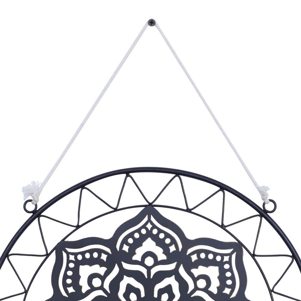 Oversized Black Metal and Canvas Abstract Wall Hanging
