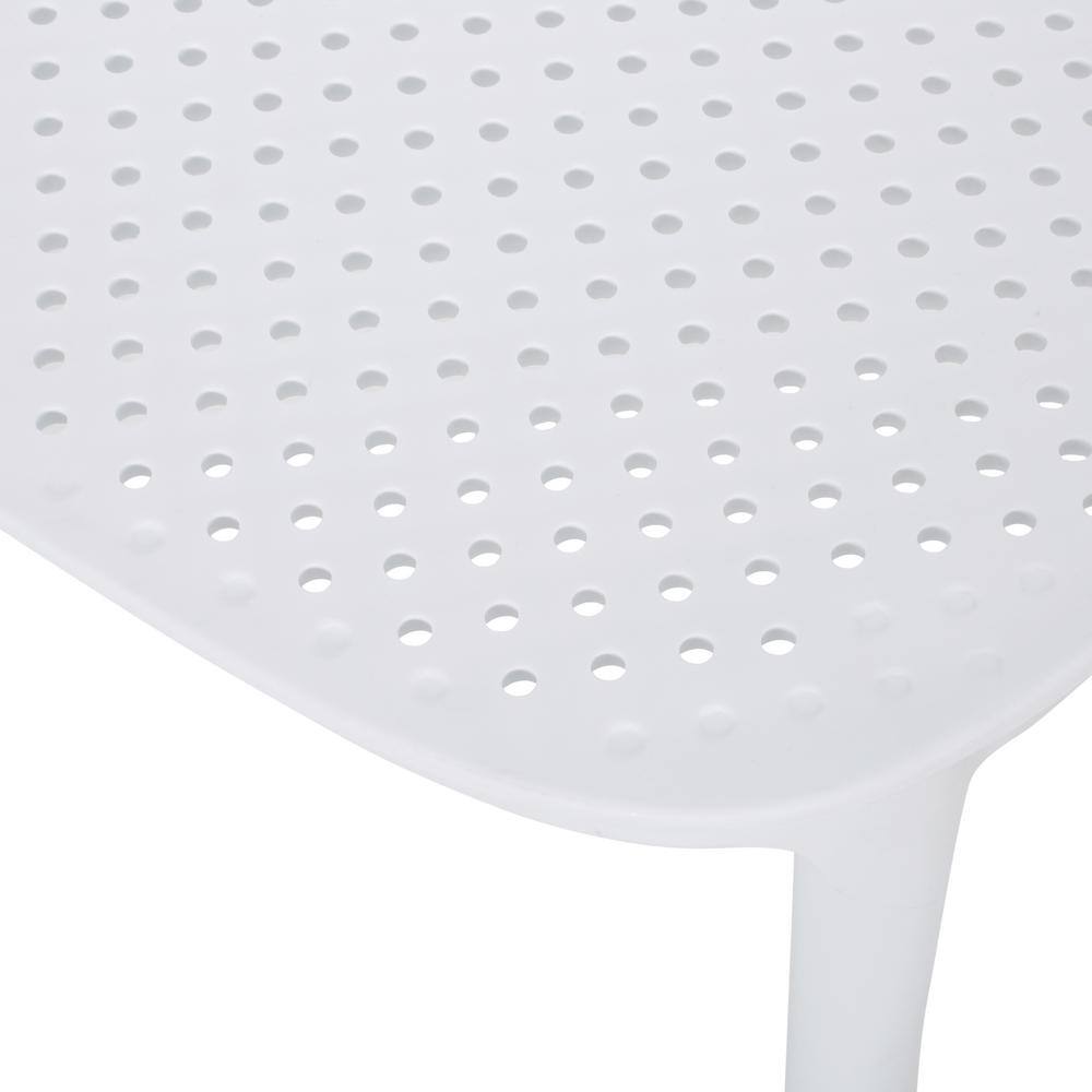 White Plastic Armless Stackable Dining Chairs, Set of 2