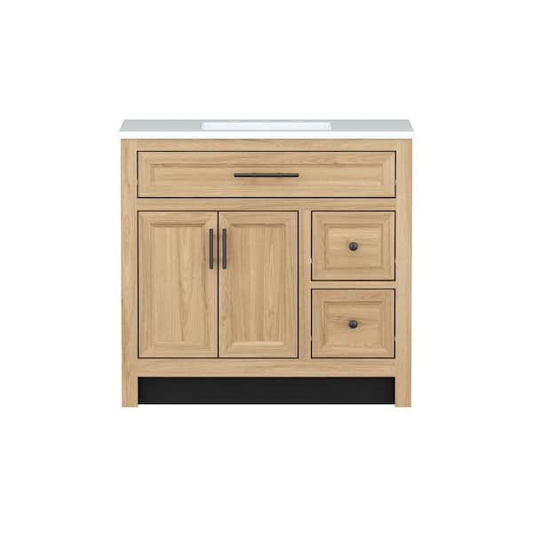 Haldone 37 in. Single Sink Sunlit Bath Vanity with White Cultured Marble Top (Assembled)