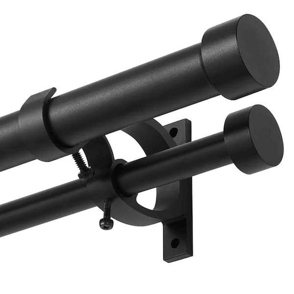 72 in. - 144 in. Adjustable 1 in. Double Curtain Rod in Matte Black