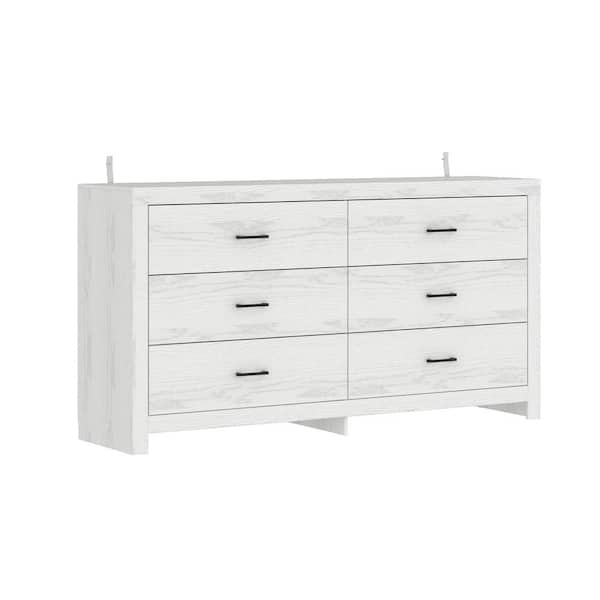 FUFU&GAGA White Wood Finish 6-Drawer 63 in. x 15.7 in. x