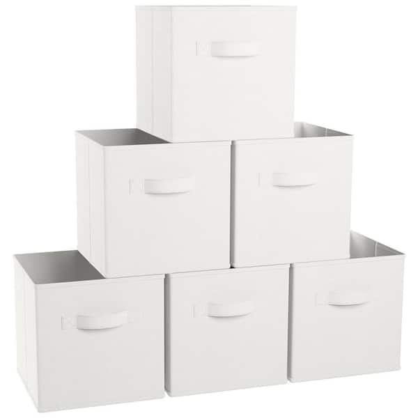 Ornavo Home 11 x 11 x 11, White Cube Storage Bin 6-Pack