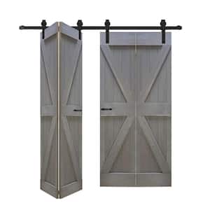 K Style 72 in. x 84 in. (18 in. x 84 in. x 4-Panels) Smoky Gray Solid Wood Bi-Fold Door Hardware Kit -Assembly Needed