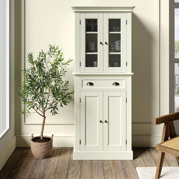JAYDEN CREATION Hercules White 72 in. Assembled 30 in. x 17.25 in. x 71.75 in. Kitchen Pantry With Drawer