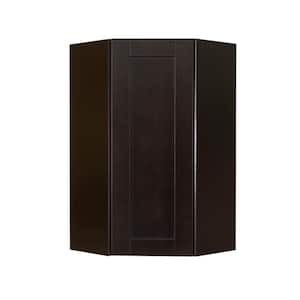 Anchester Assembled 24x42x15 in. Wall Diagonal Corner Cabinet with 1 Door 3 Shelves in Dark Espresso