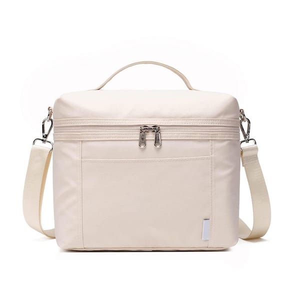 Cream Reusable Lunch Bag Set of 1. Comes in Small and Medium Sizes with Insulation