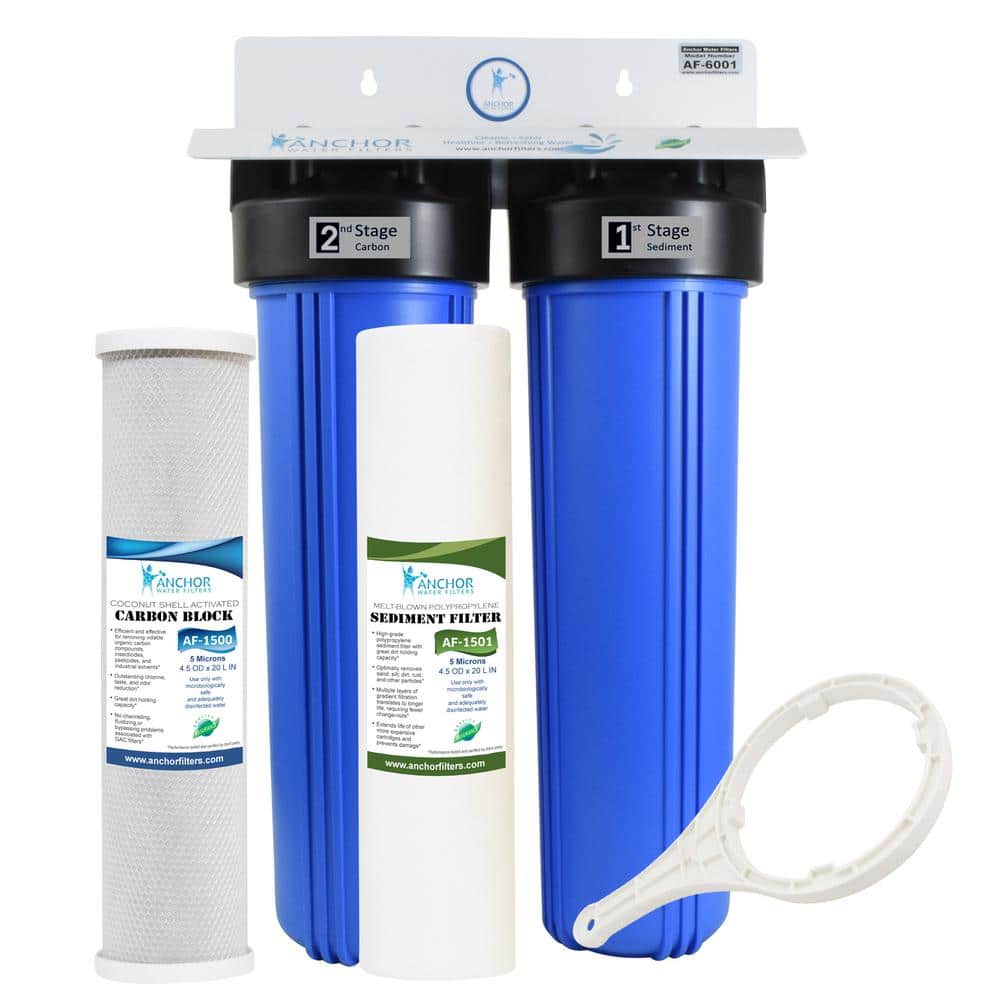 ANCHOR WATER FILTERS 2-Stage Whole House Water Filtration System, White/Blue