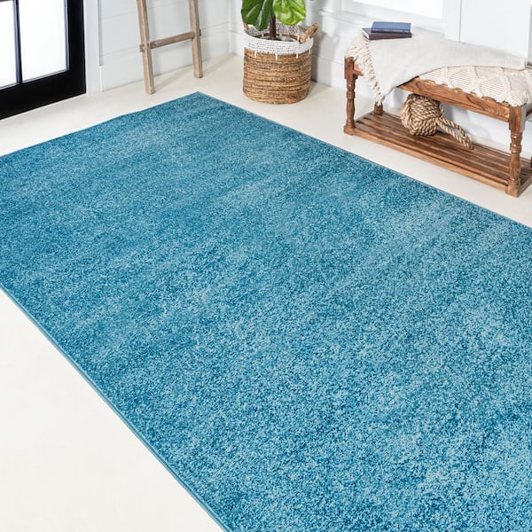 JONATHAN Y Haze Solid Low-Pile Classic Blue 5 ft. Round Area Rug SEU100F-5R  - The Home Depot