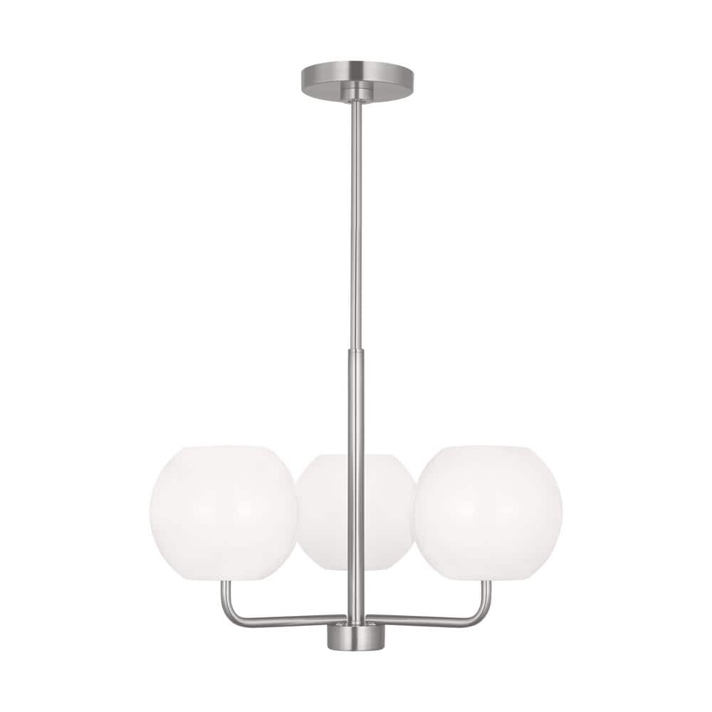 Rory Small 21 in. 3-Light Brushed Steel Chandelier with Opal Glass Shades price history on PriceWatchPro