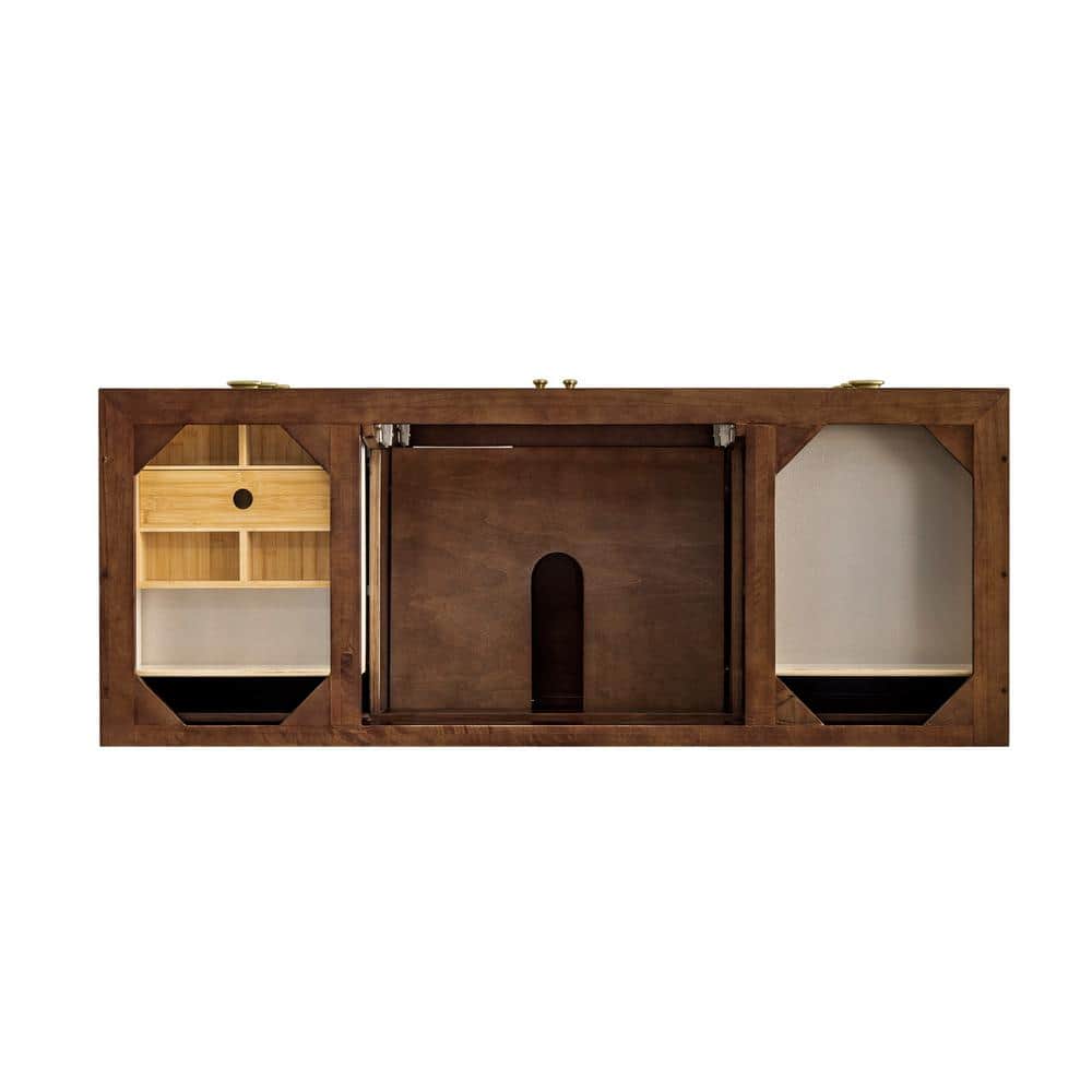 Amberly 60" Walnut Single Vanity Base with Brass Knobs