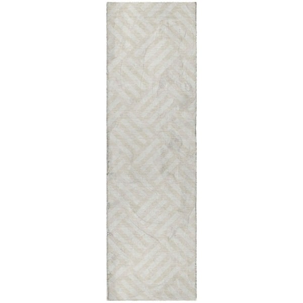Dream Shag Premium Machine Washable Abstract ADS620 Ivory 2 ft. x 7 ft. Runner Rug