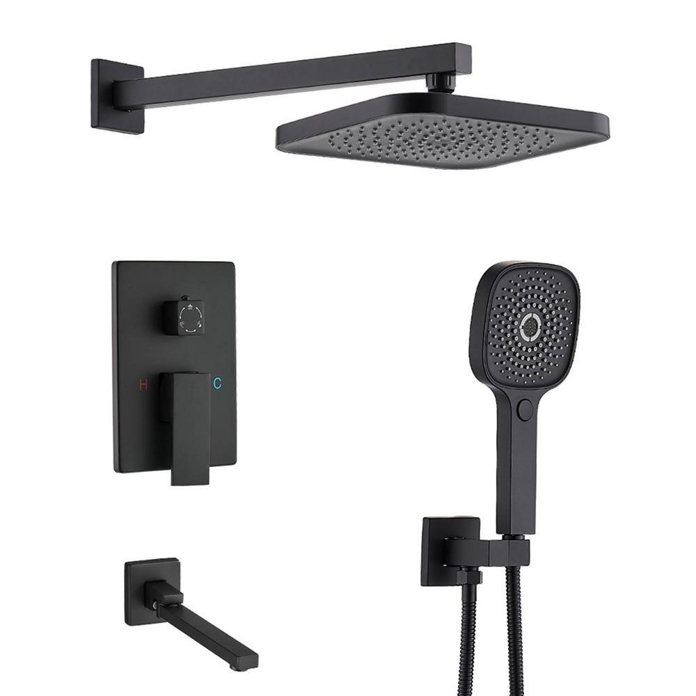 ELLO&ALLO 2Handle 3Spray Tub and Shower Faucet Combo Set with 10 in