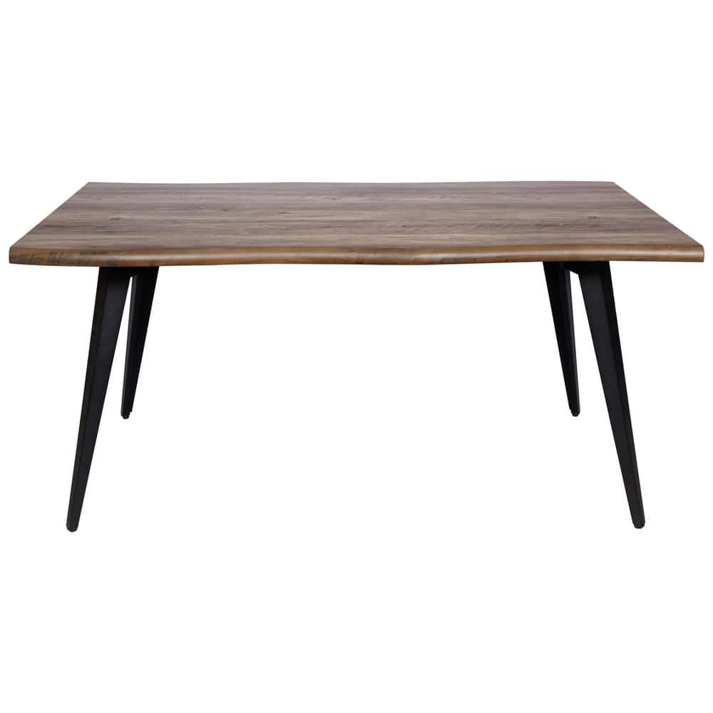 Ravenna 63" Dark Brown Wood Rectangular Dining Table with Metal Legs