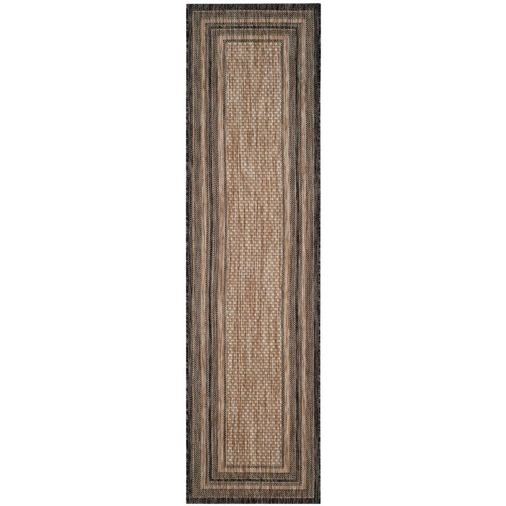 Easy-Care Reversible Flat Woven Brown Synthetic Runner 2'3" x 14'