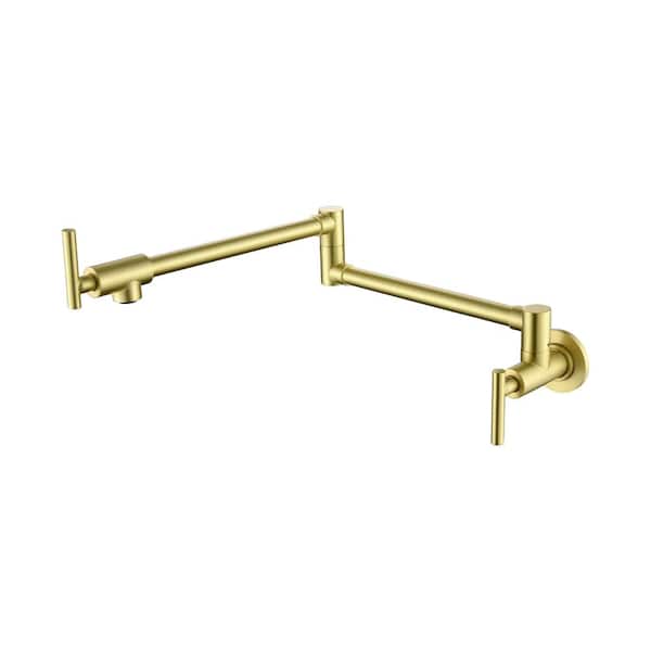 Tahanbath Wall Mount Pot Filler Faucet in Brushed Gold