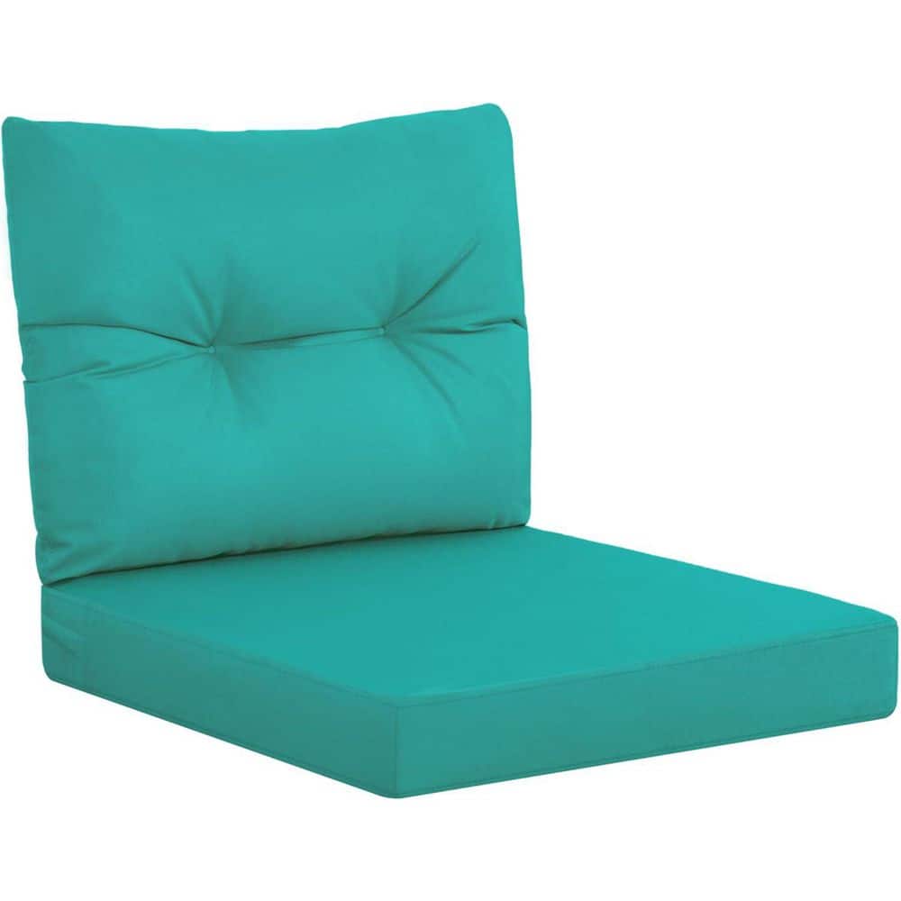 24 in. x 24 in. Olefin Teal Outdoor Double Waterproof and UV-Resistant Tech Deep Seat Cushion Set price history on PriceWatchPro