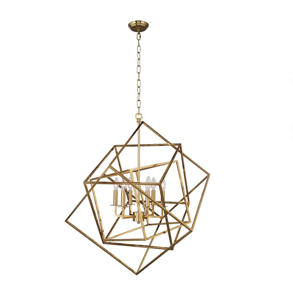 6-Light Gold Candle Style Chandelier
