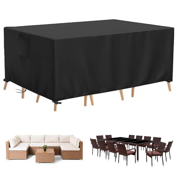 OVCRNIBI Rectangular Patio Furniture Cover Waterproof UV Protection Outdoor Table And Chair Cover (109"L x 83" W x 27.5"H, Black)