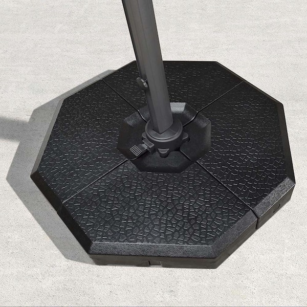 PURPLE LEAF Heavy-Duty Plastic Offset Patio Umbrella Base in Black