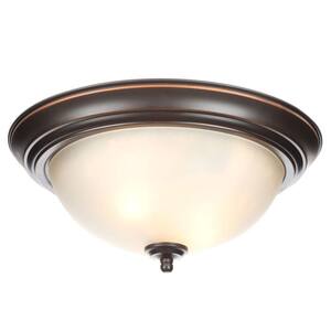 13 in. 2-Light Oil Rubbed Bronze Flush Mount