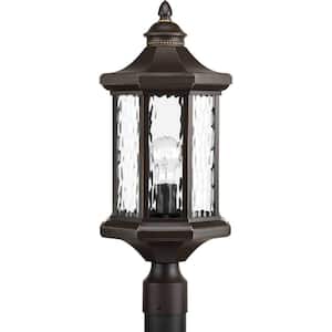 Edition Collection 1-Light Antique Bronze Water Glass Traditional Outdoor Post Lantern Light
