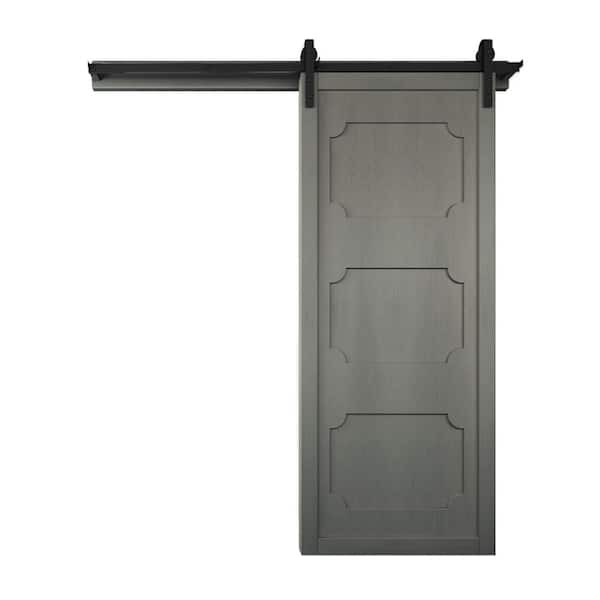 VeryCustom 36 in. x 84 in. The Harlow III Dove Wood Sliding Barn Door with Hardware Kit