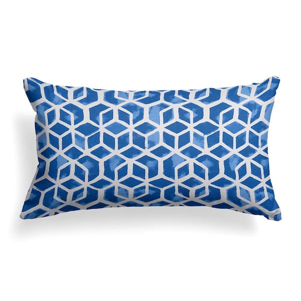 Grouchy Goose Blue Cubed Rectangular, Outdoor Rectangle Throw Pillows