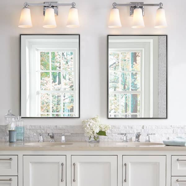 Dovelina 30 in. W x 39 in. H Rectangular Aluminum Alloy Black Framed Wall Mirror (Set of 2)