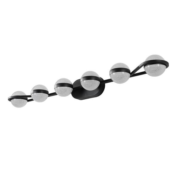 Jushua 7-Light LED Black Vanity Lights Acrylic Bathroom Vanity Lights ...
