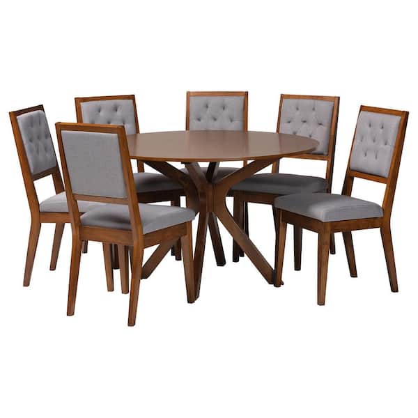 Mana Grey and Walnut Brown 7-Piece Dining Set