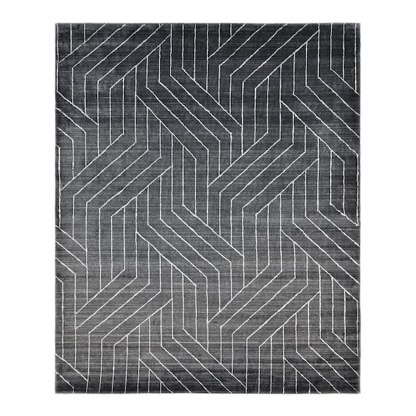 Solo Rugs Kali Contemporary Gray 9 ft. x 12 ft. Handmade Area Rug