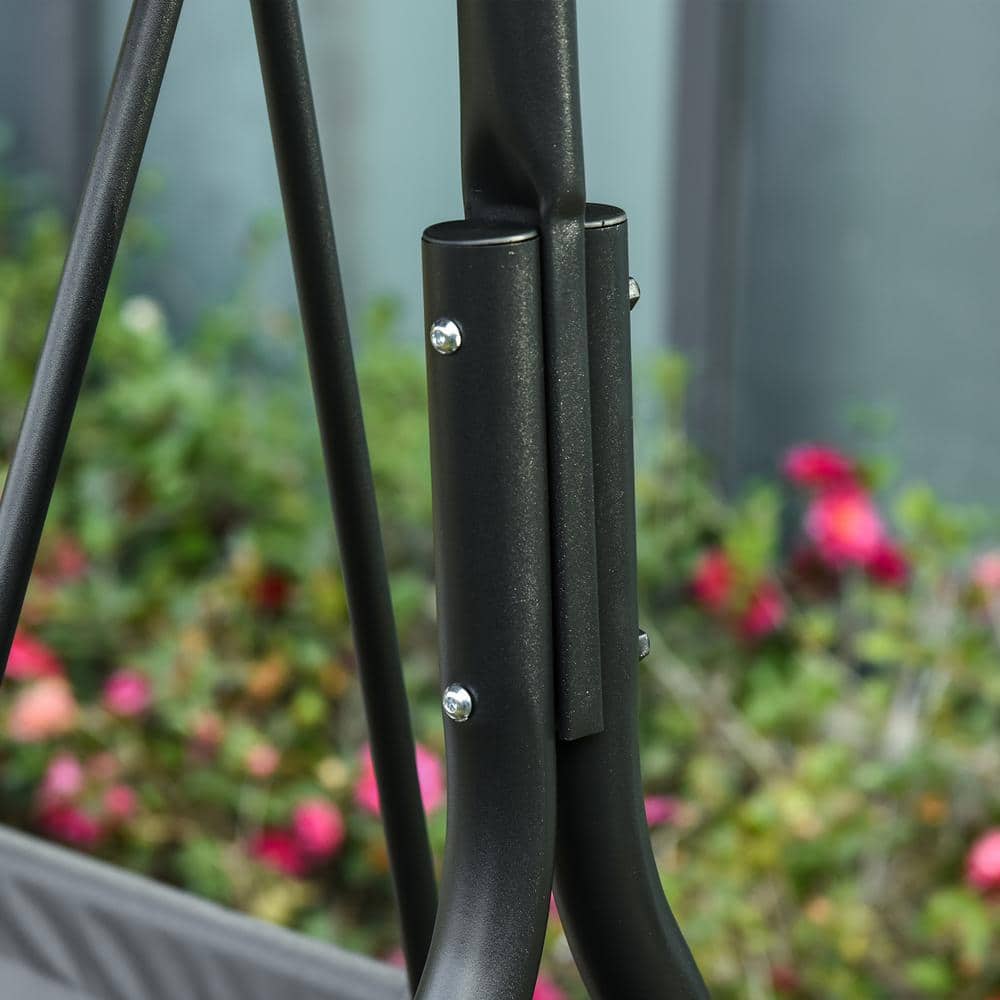 Gray Steel Frame 3-Person Patio Swing with Adjustable Canopy