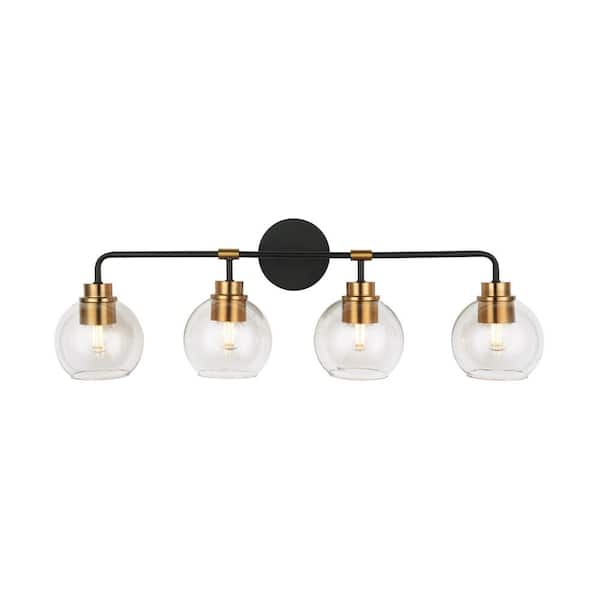Lawrence 4-Light Aged Bronze and Brass Vanity Light by  Home Decorators Collect. 