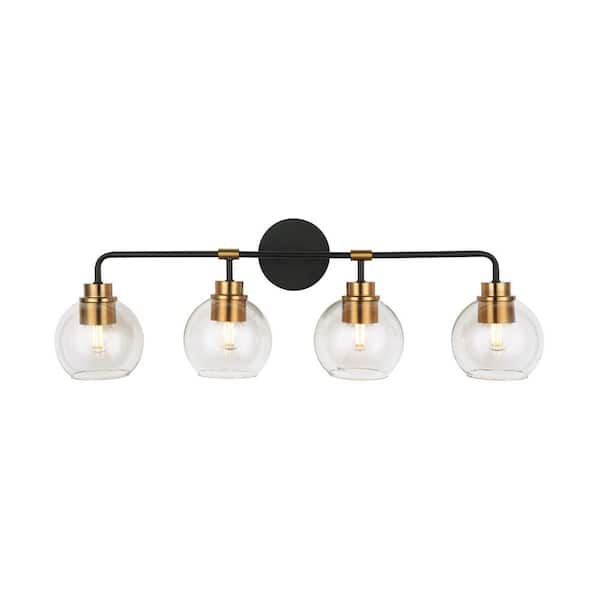 Vista Heights 27.1 in. 4 Light Aged Bronze and Brass Vanity Light