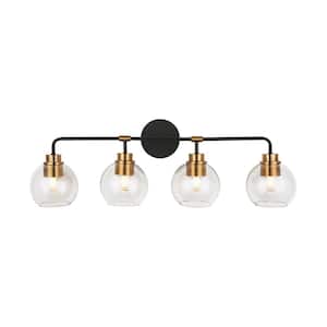 Lawrence 4-Light Aged Bronze and Brass Vanity Light
