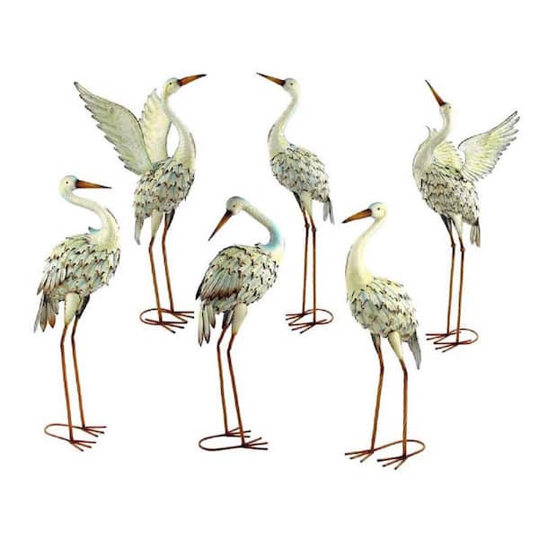 Iron Heron Garden Statues (Set of 6)
