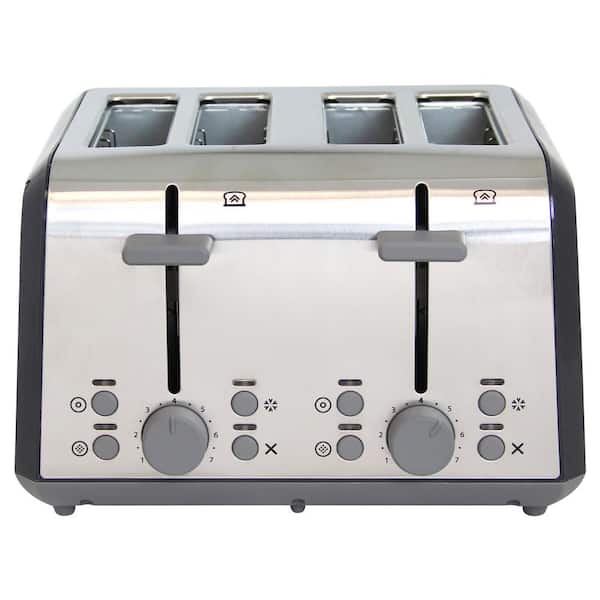 Susteas Stainless Steel White Toaster 4 Slice Wide Slot, 2 Long
