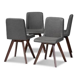 Pernille Grey and Walnut Fabric Dining Chair (Set of 4)