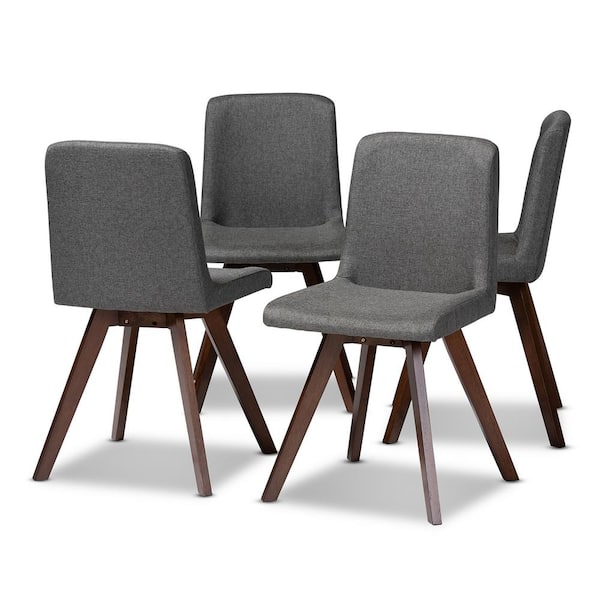 Baxton Studio Pernille Grey and Walnut Fabric Dining Chair (Set of 4)