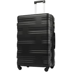 28 in. Black Spinner Wheels, Rolling and Lockable Handle Suitcase